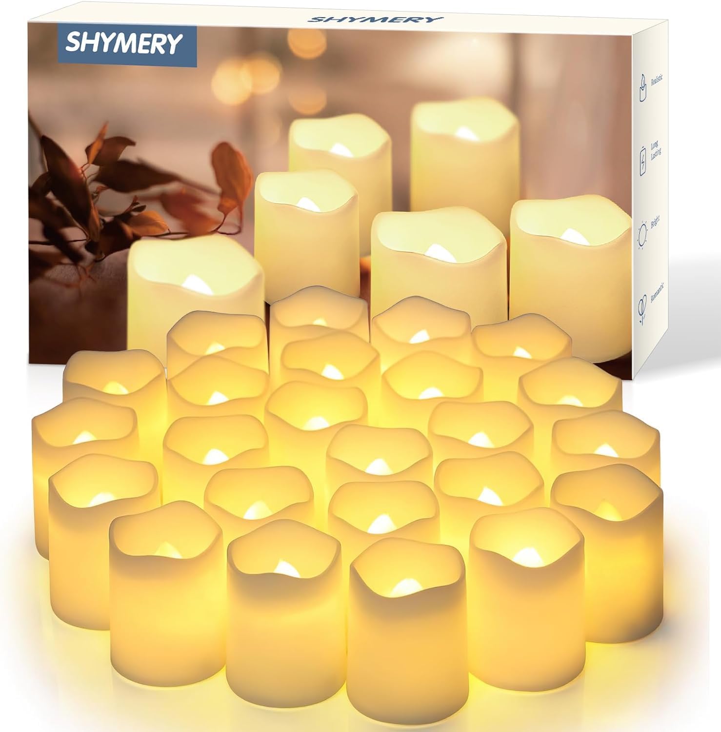24 Warm White Flameless LED Votive Lights