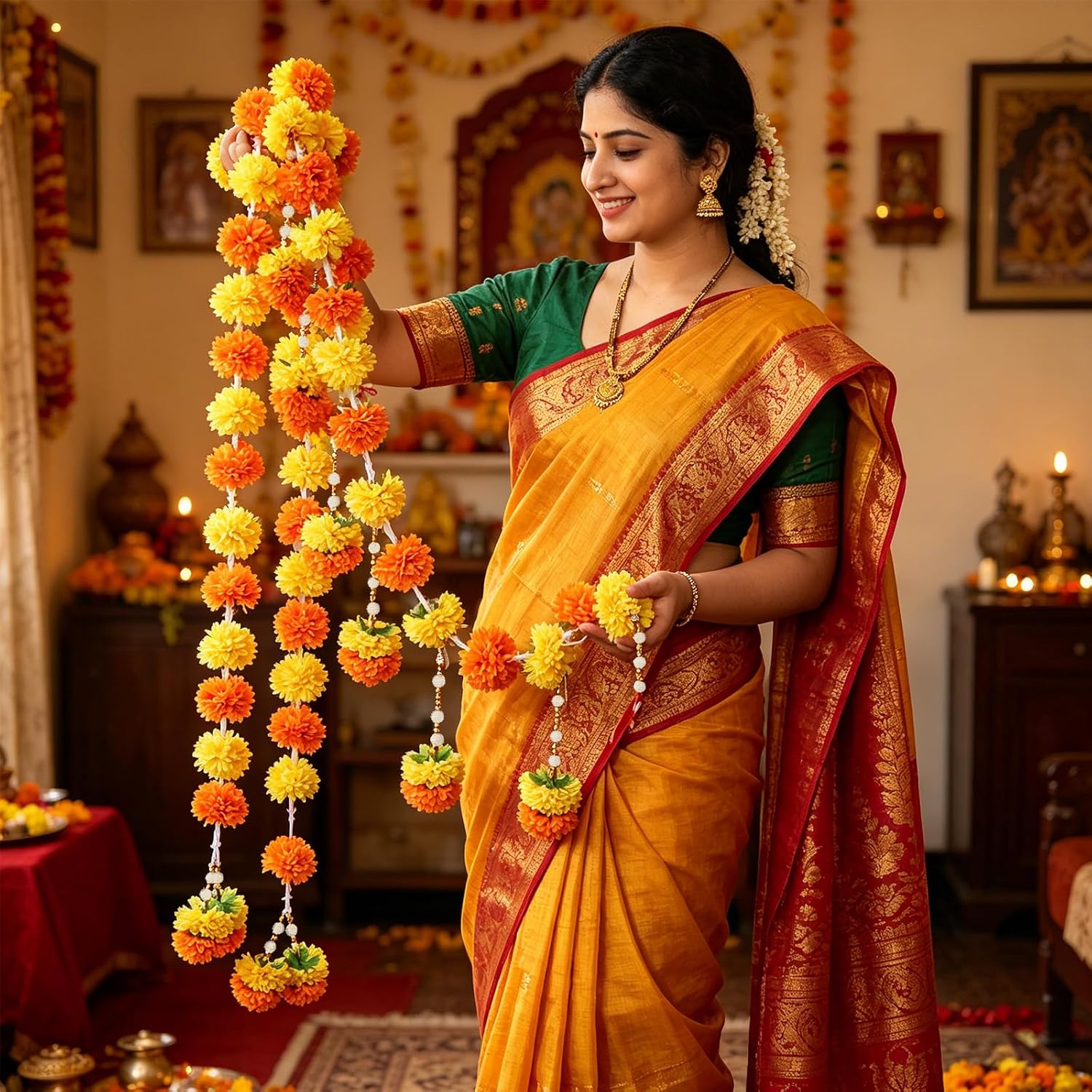 Fabric Marigold Garland - Hình 2