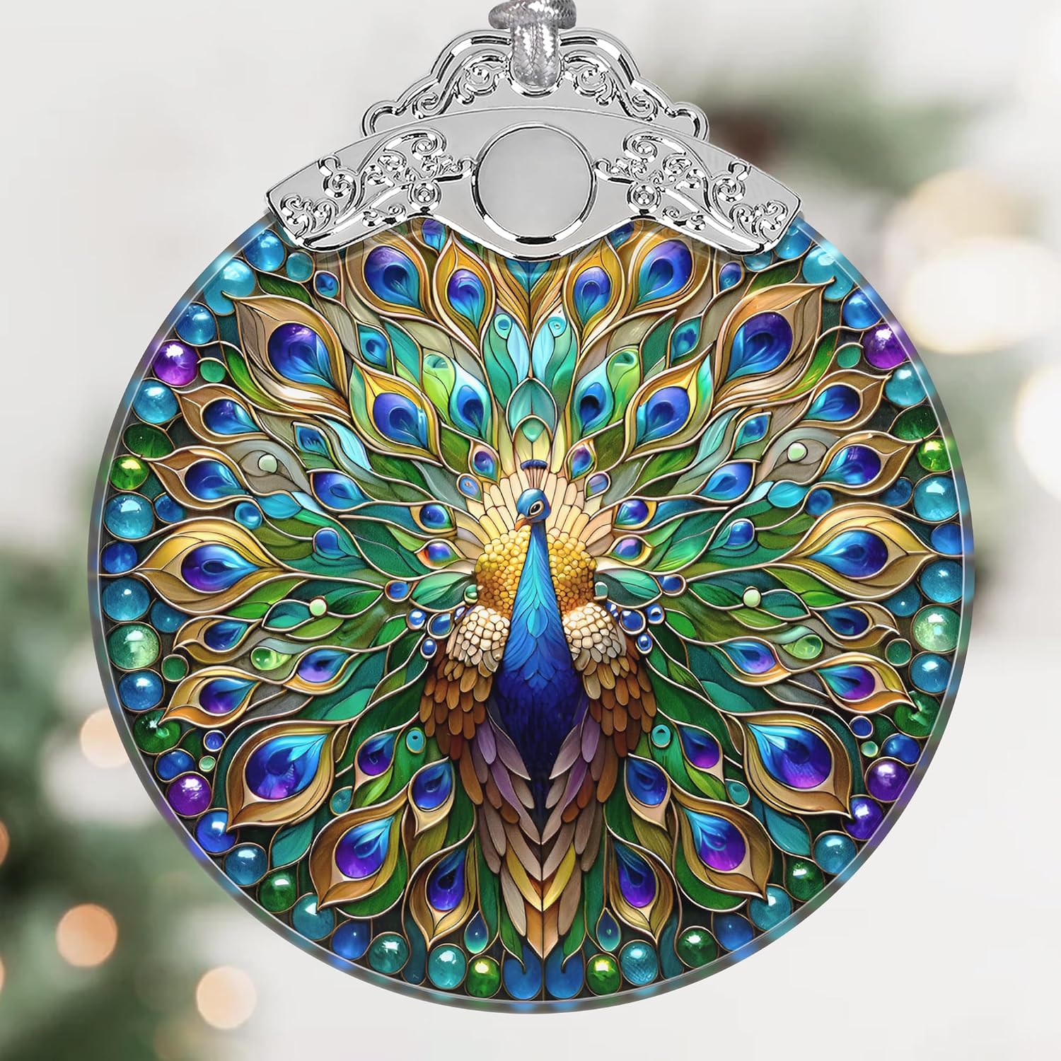 Peacock Glass Hanging